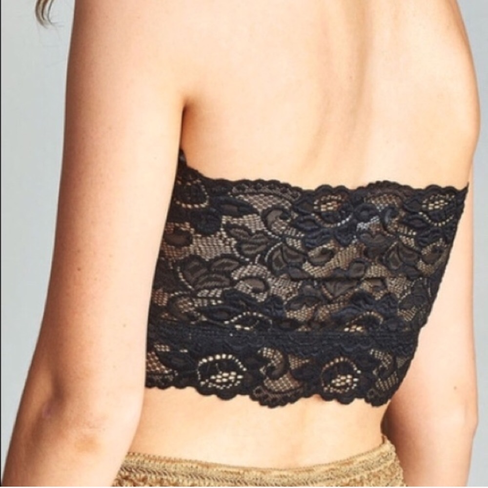 ✨Lace Bandeau Bra - Black - Picture 2 of 3